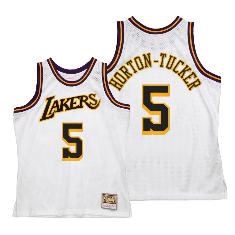 Men's Los Angeles Lakers Talen Horton-Tucker #5 NBA Hardwood Classics Reload 2.0 White Basketball Jersey SCA0083QH